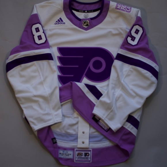 2021 Philadelphia Flyers Hockey Fights Cancer Cam Atkinson warm up worn jersey - Picture 3 of 11